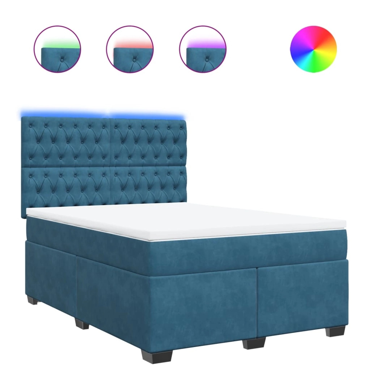 vidaXL Boxspringbett mit Matratze Blau 160x200 cm Samt 3293264 günstig online kaufen