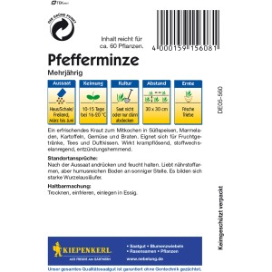 Kiepenkerl Pfefferminze Samenpackung, mehrjährig für Kräutergarten & Tee.