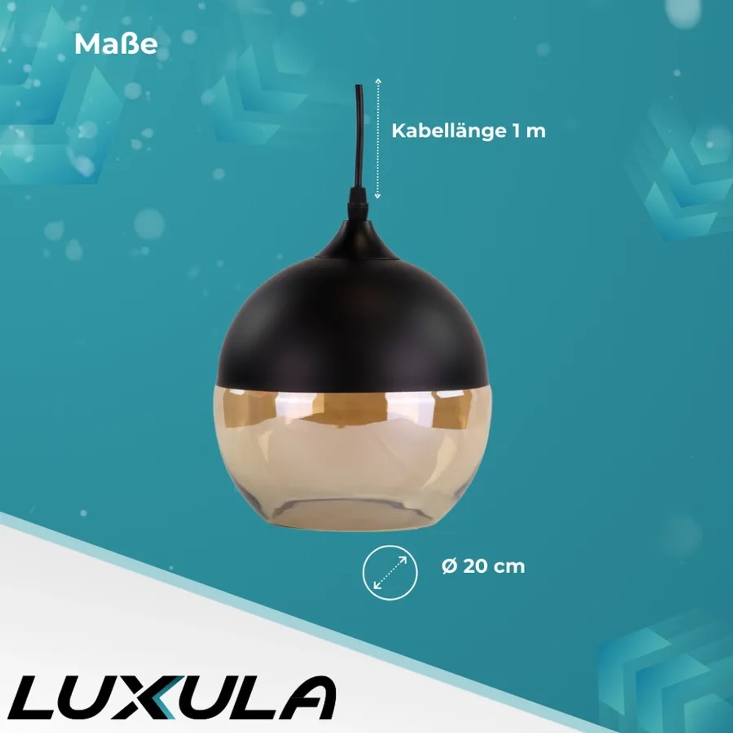 IDEGU Vintage Pendelleuchte Globus Design – 20 Cm, E27, Schwarz, Für Wohnzimmer & Schlafzimmer