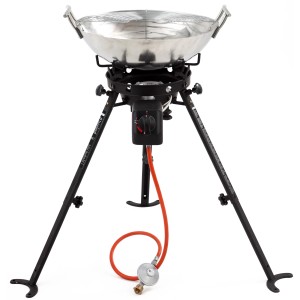 Tepro Gas-Wok Shanghai mit Edelstahl-Wok und Warmhalterost, ideal für asiatische Küche.