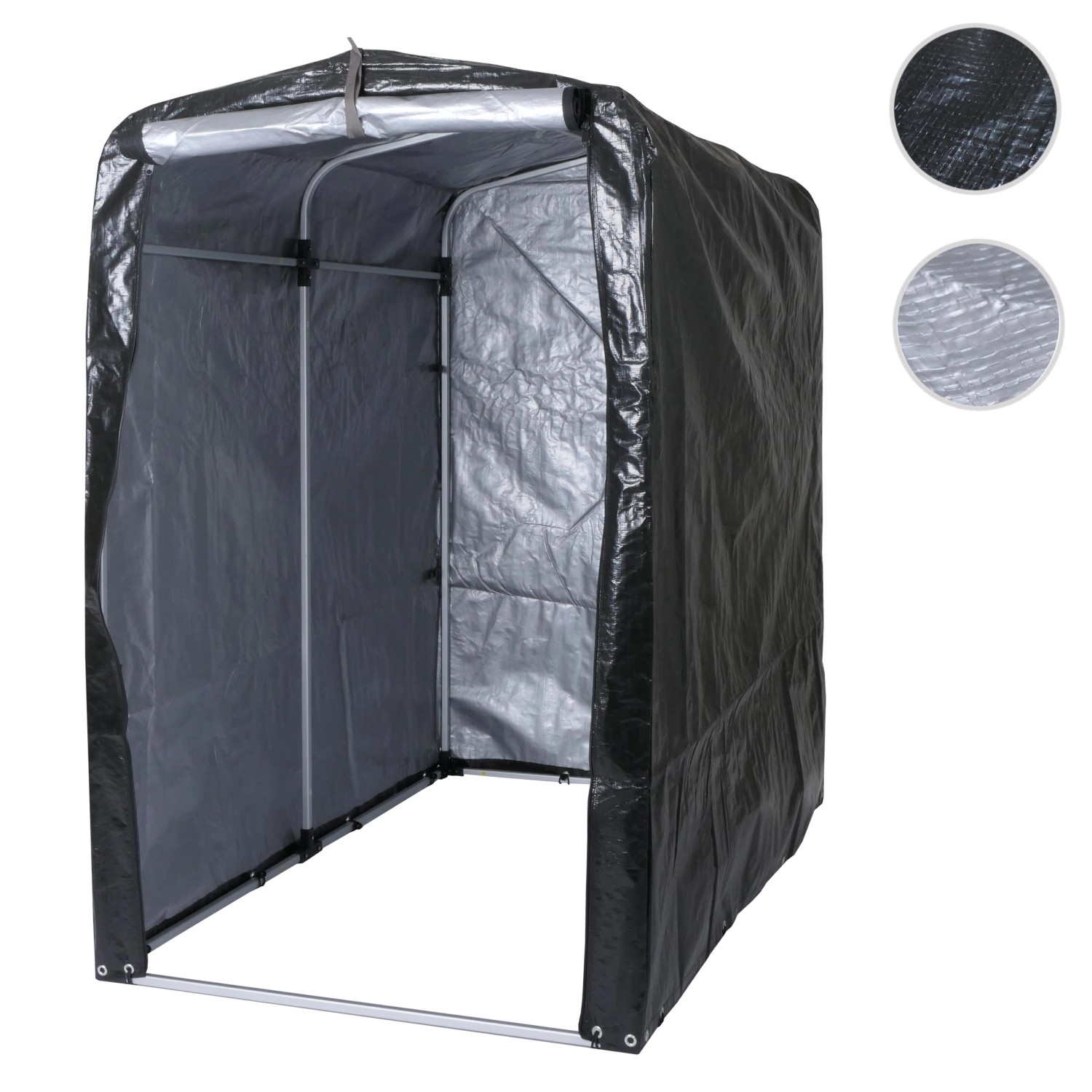 Anthrazitfarbene MCW Fahrradgarage N61 201x121x201cm für 2-3 Fahrräder.