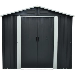 Pergart Metall-Gerätehaus Dresden, grau-creme, mit Doppeltür. Gerätehäuser für den Garten.