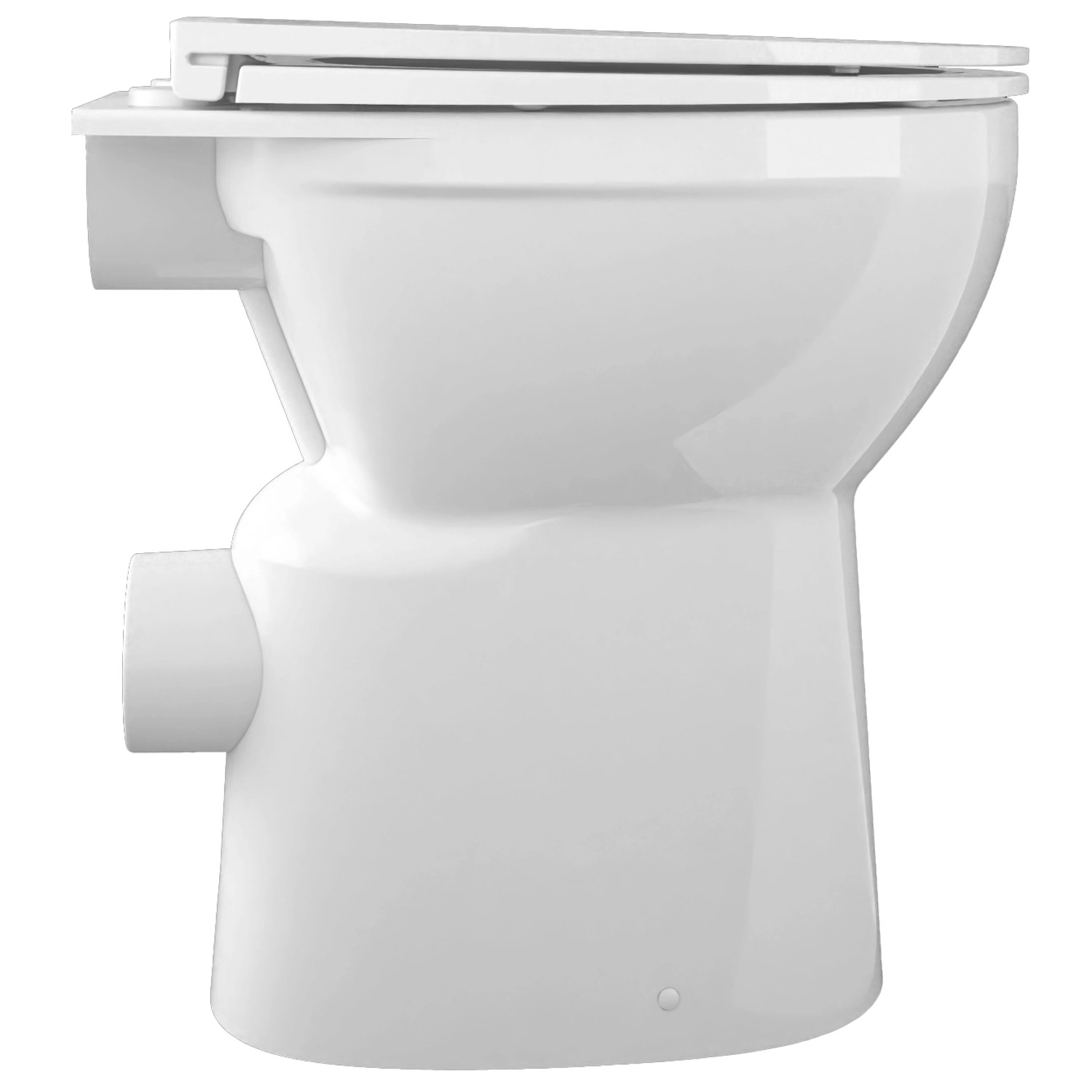 Domberg Stand-WC-Set DB1003, weiße Standtoilette mit WC-Sitz und Zubehör.