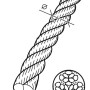 Weißes, gedrehtes Conacord Polypropylen Seil, 10 mm Durchmesser, Detailaufnahme der Faserstruktur.