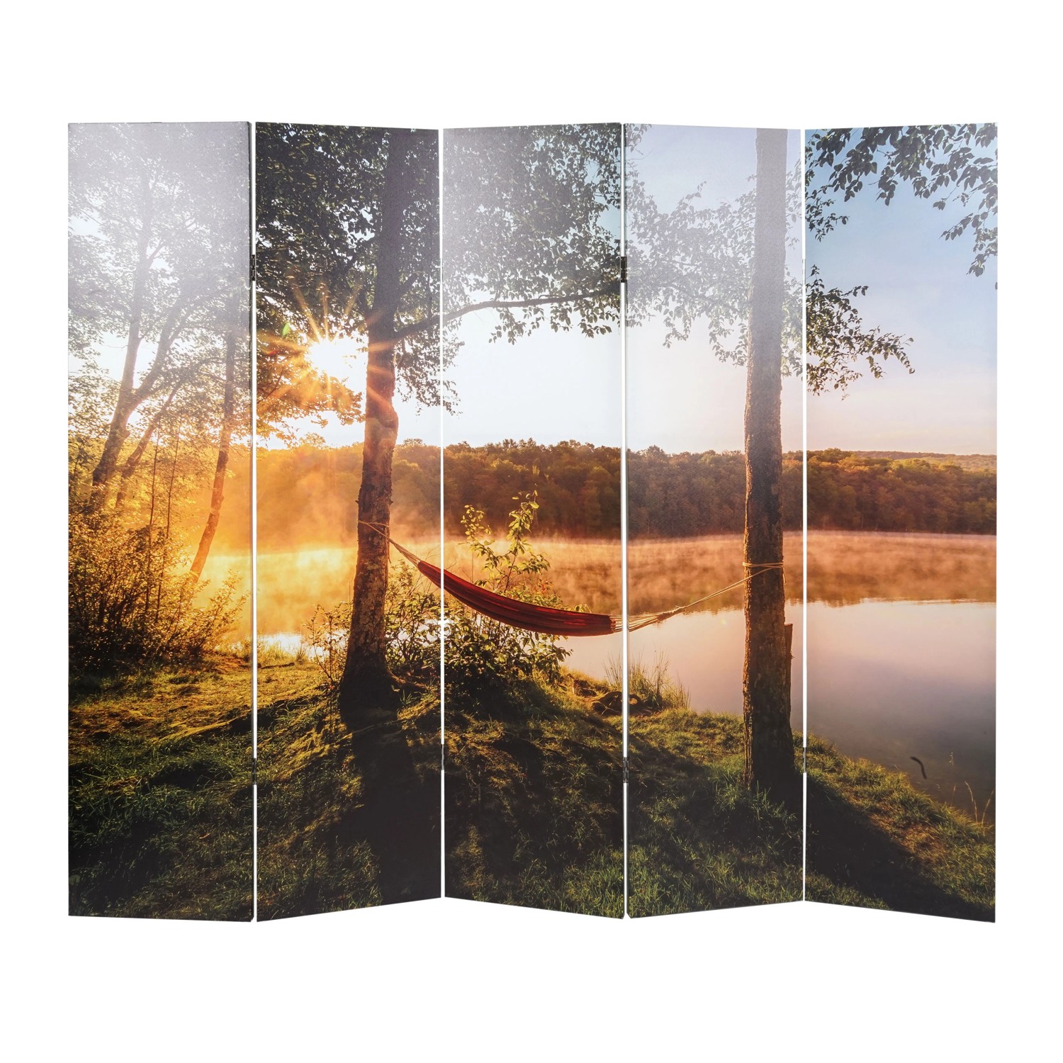 MCW Foto-Paravent mit Schallschutz L55 180x204cm Waldsee günstig online kaufen
