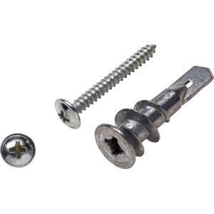 LUX Gipskartondübel Metall mit Schrauben, geeignet für Befestigungen in Gipskartonwänden.