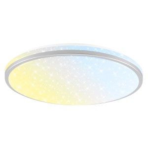 Weiße Brilo LED Deckenleuchte mit Sternenhimmel-Effekt, 33 cm Durchmesser.