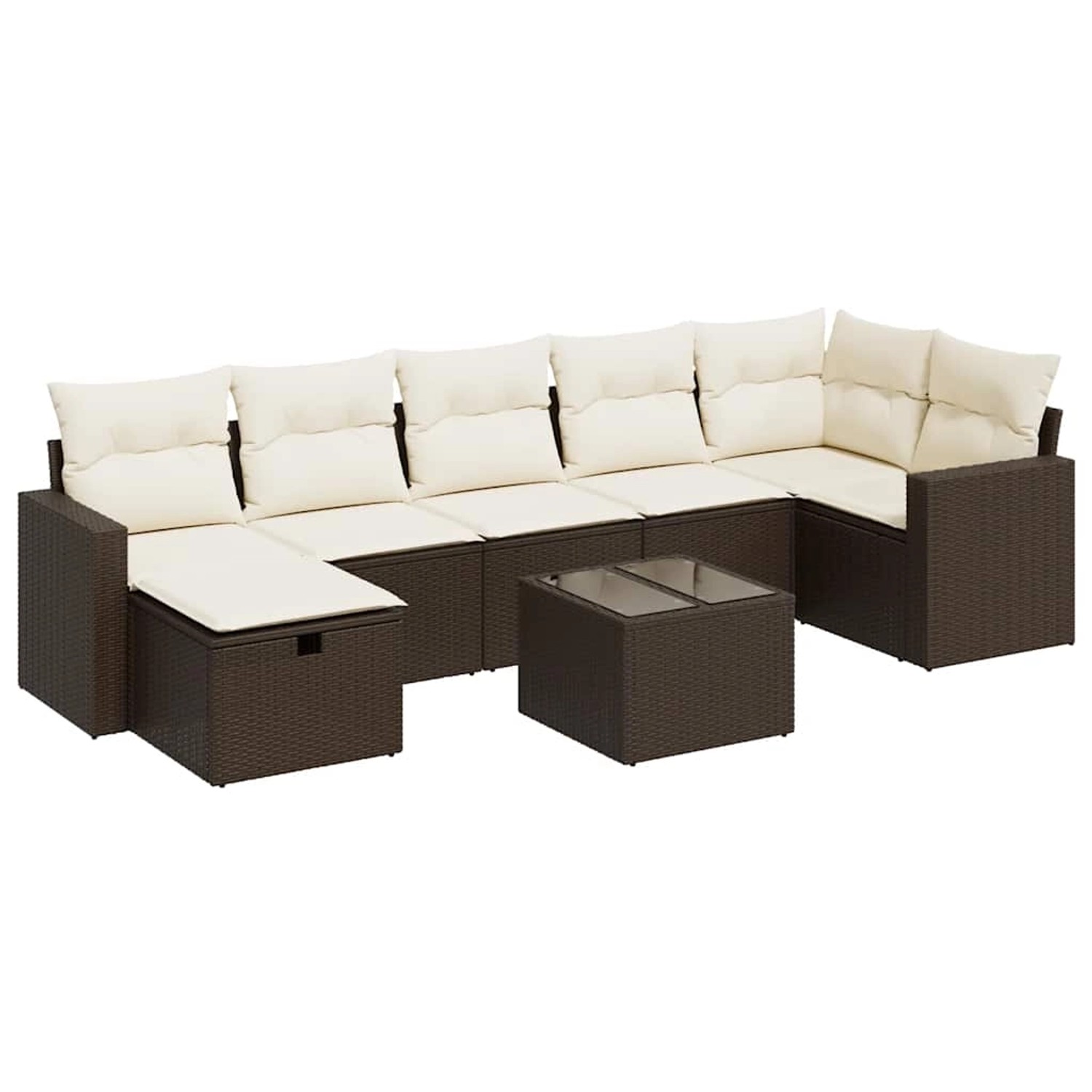vidaXL 8-Tlg Garten-Sofagarnitur mit Kissen Braun Poly Rattan 3325419