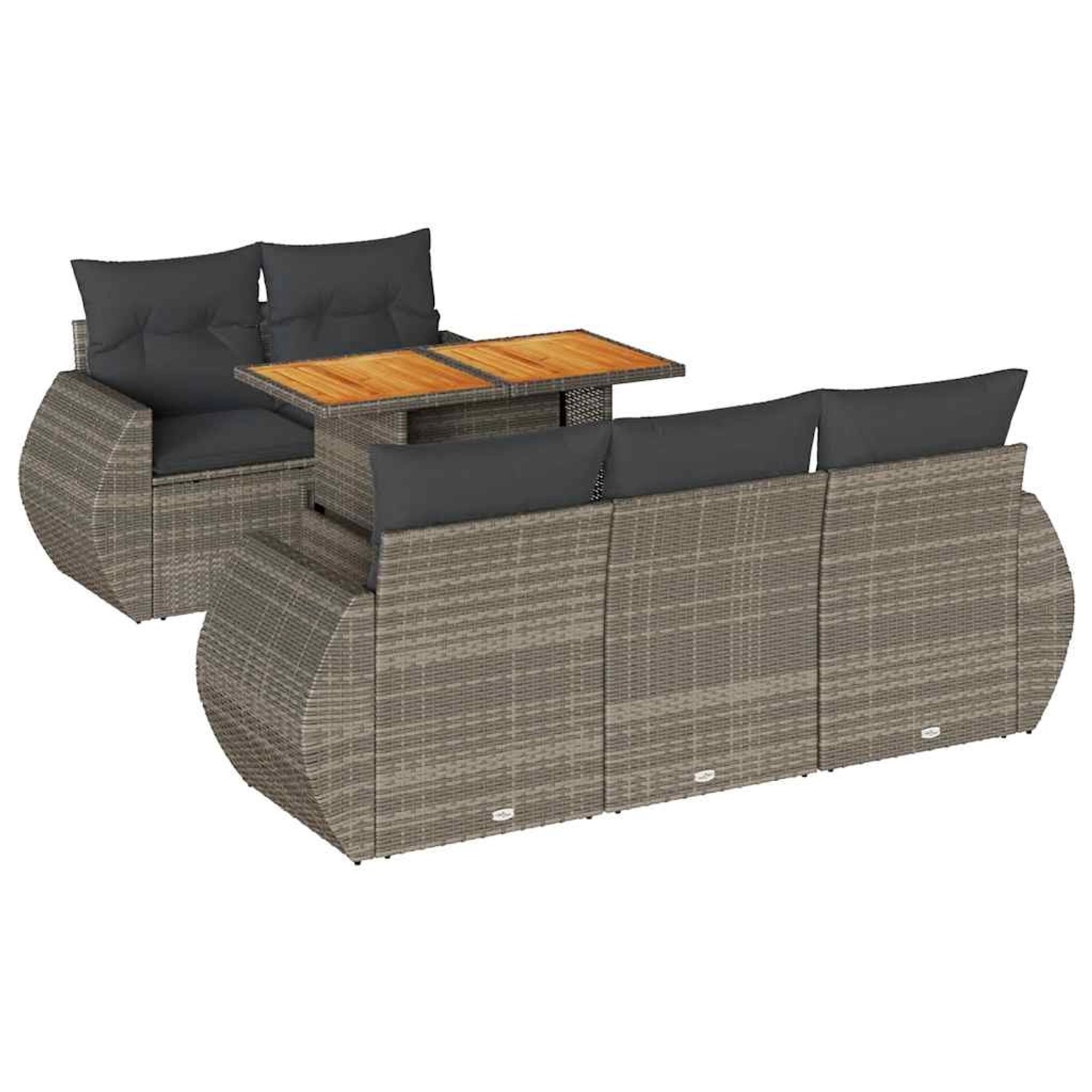 vidaXL 6-Tlg Garten-Sofagarnitur mit Kissen Grau Poly Rattan 3327217 günstig online kaufen