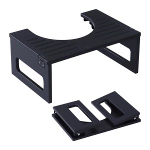 Relaxdays Toilettenhocker Bambus Schwarz Klappbar 18 cm x 43 cm x 27,5 cm