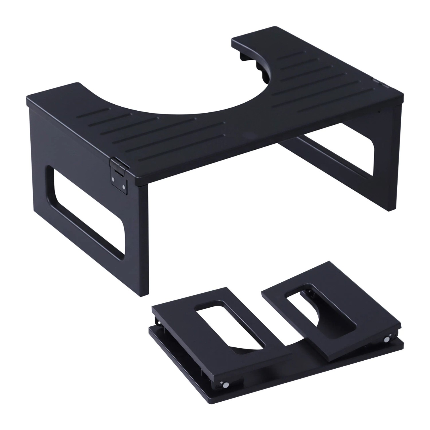Relaxdays Toilettenhocker Bambus Schwarz Klappbar 18 cm x 43 cm x 27,5 cm