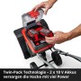 Einhell Akku-Bodenhacke: Detailaufnahme des Akkufachs mit zwei 18V Akkus.