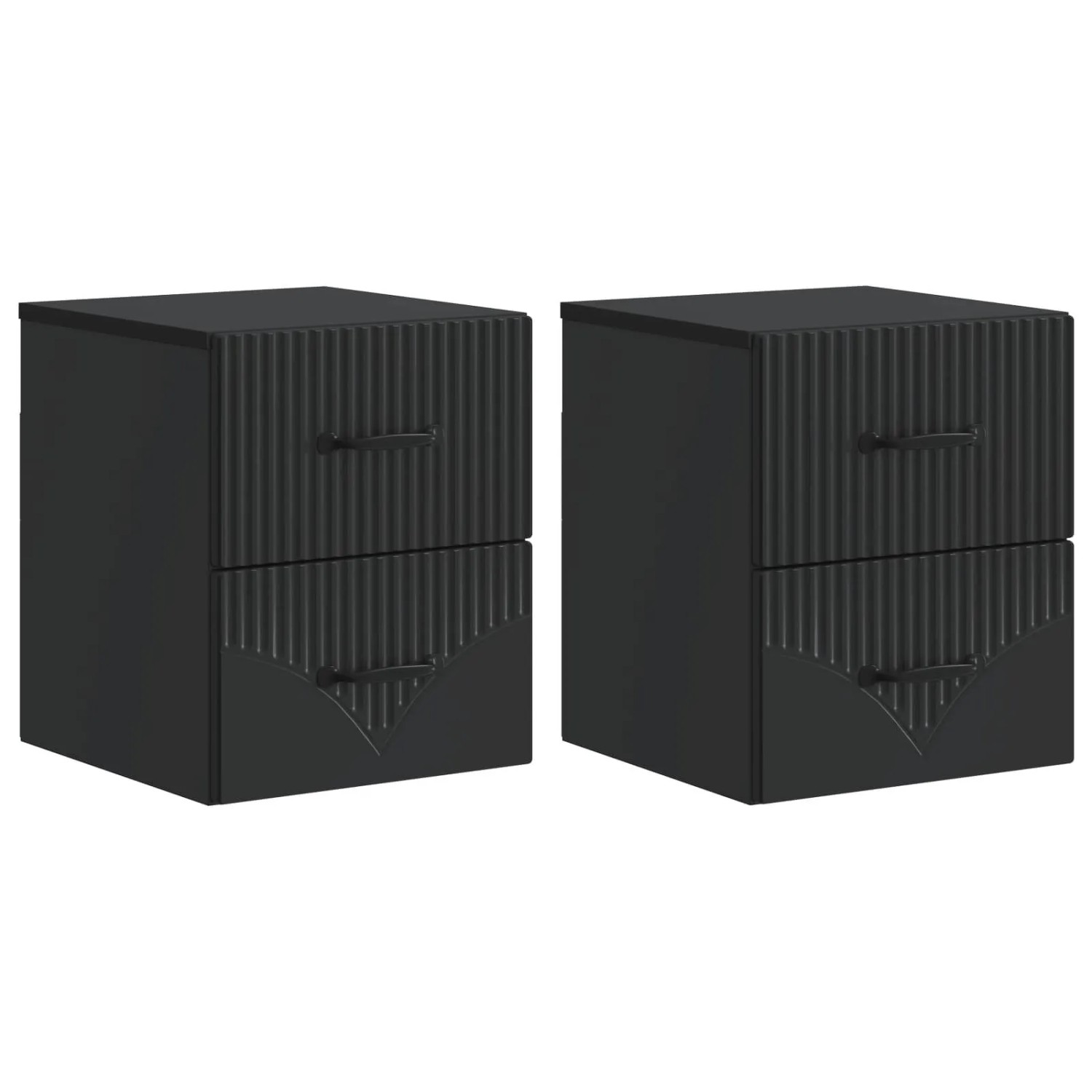 vidaXL Wandmontierter Nachttisch 2 Stk Schwarz 34,5 x 33 x 40 cm 898978