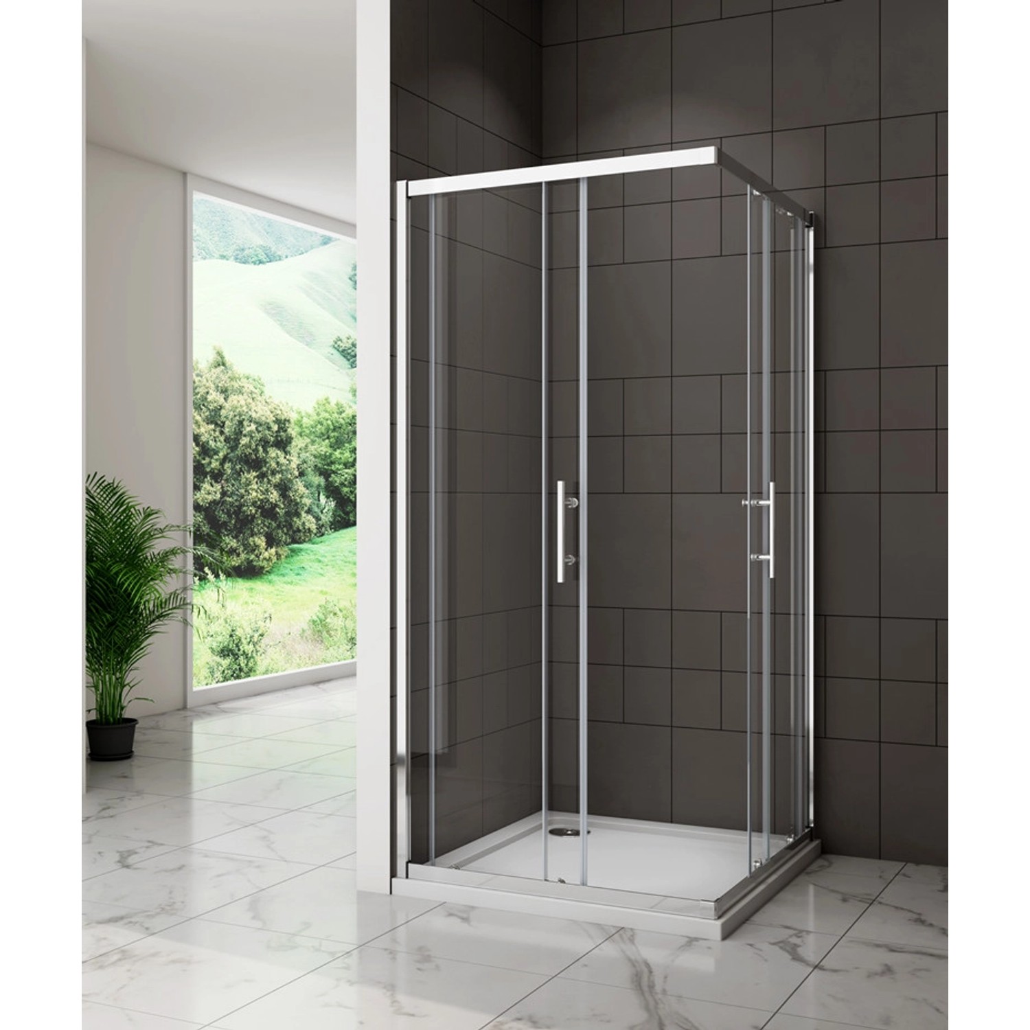 Duschparadies Duschkabine 90x90cm Eckeinstieg Duschkabinen 5mm ESG Sicherheitsglas Dusche Duschtür Höhe 185cm Schiebetür_4