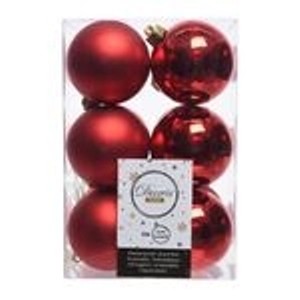Weihnachtskugeln, rot, 6cm, 12er-Set, bruchfest, matt und glänzend.