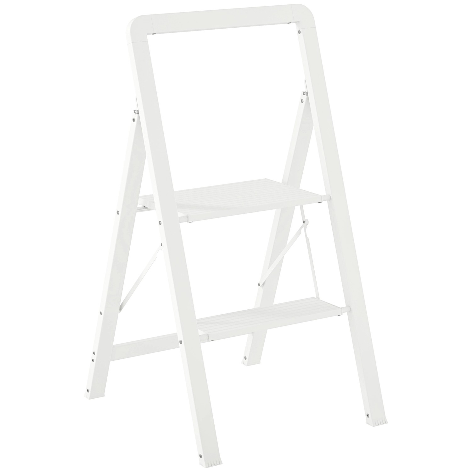 HOMCOM Trittleiter Aluminium 49,5L x 41,5B x 82,6H cm Weiß günstig online kaufen