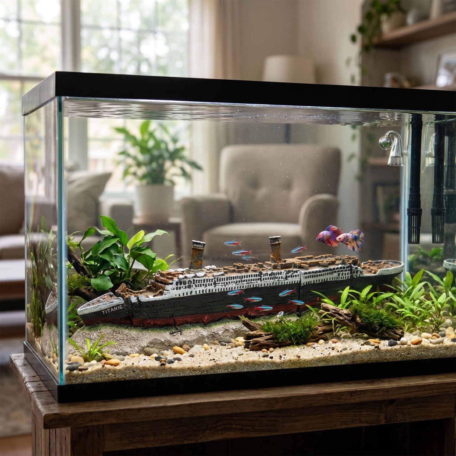 Relaxdays Aquariumdekoration Polyresin Bunt Titanic Ungiftig für Süßwasser und Salzwasser 9 cm x 38,5 cm x 5 cm 0,3 kg_3