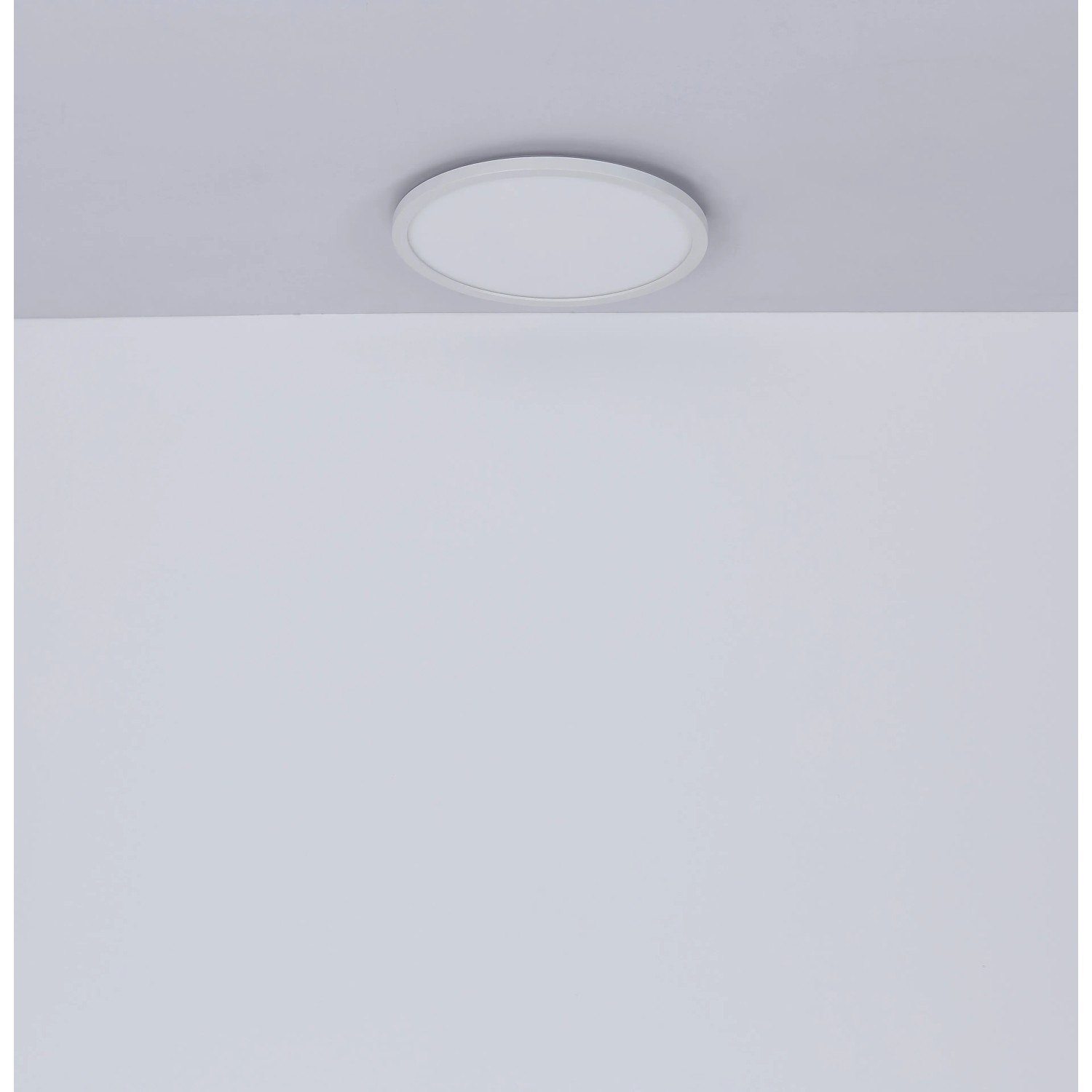 Weiße, runde Globo LED Deckenleuchte Sapana (Ø 29,4 cm) für Bad und andere Räume.