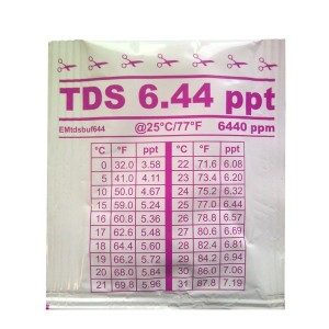 WATER-I.D. Referenzlösung 6,44 PPT TDS zur Kalibrierung von Salzmessgeräten.