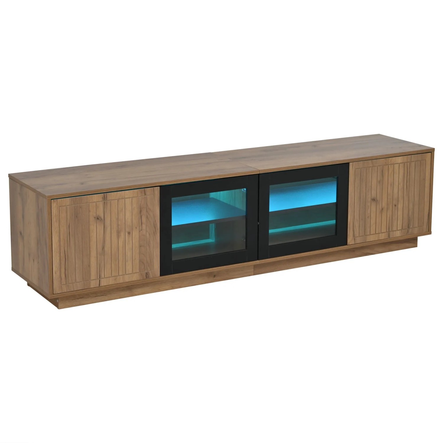 Merax TV Lowboard 180x40x45 cm LED 2 Türen Für 75 Zoll TV Holzoptik