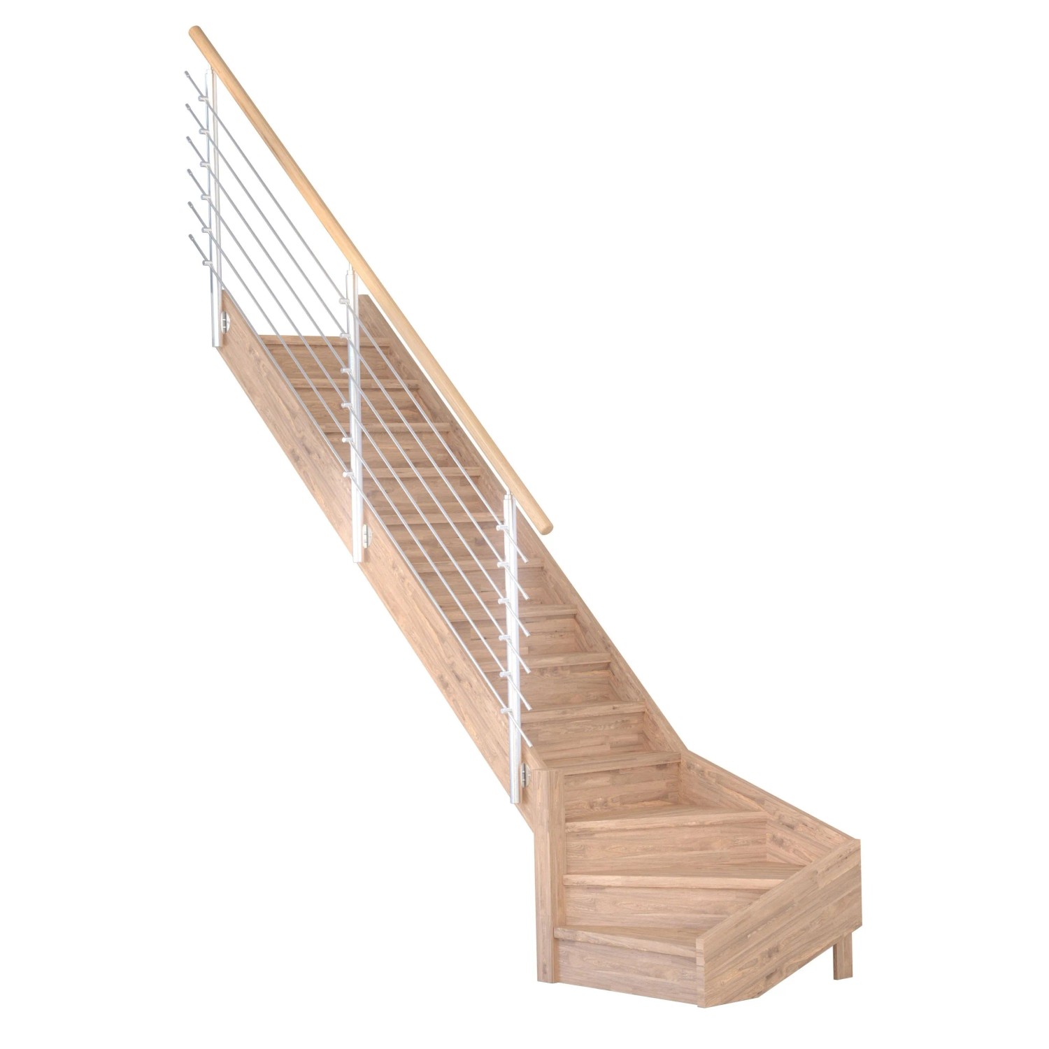 Treppe Mykonos Pro Eiche Gew. L 90 cm Setztufen Design-Geländer-Edelstahl F günstig online kaufen