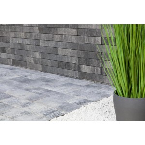 EHL Mauerstein Lucca grau-anthrazit, Normalstein für Beet- und Hangabfangung.