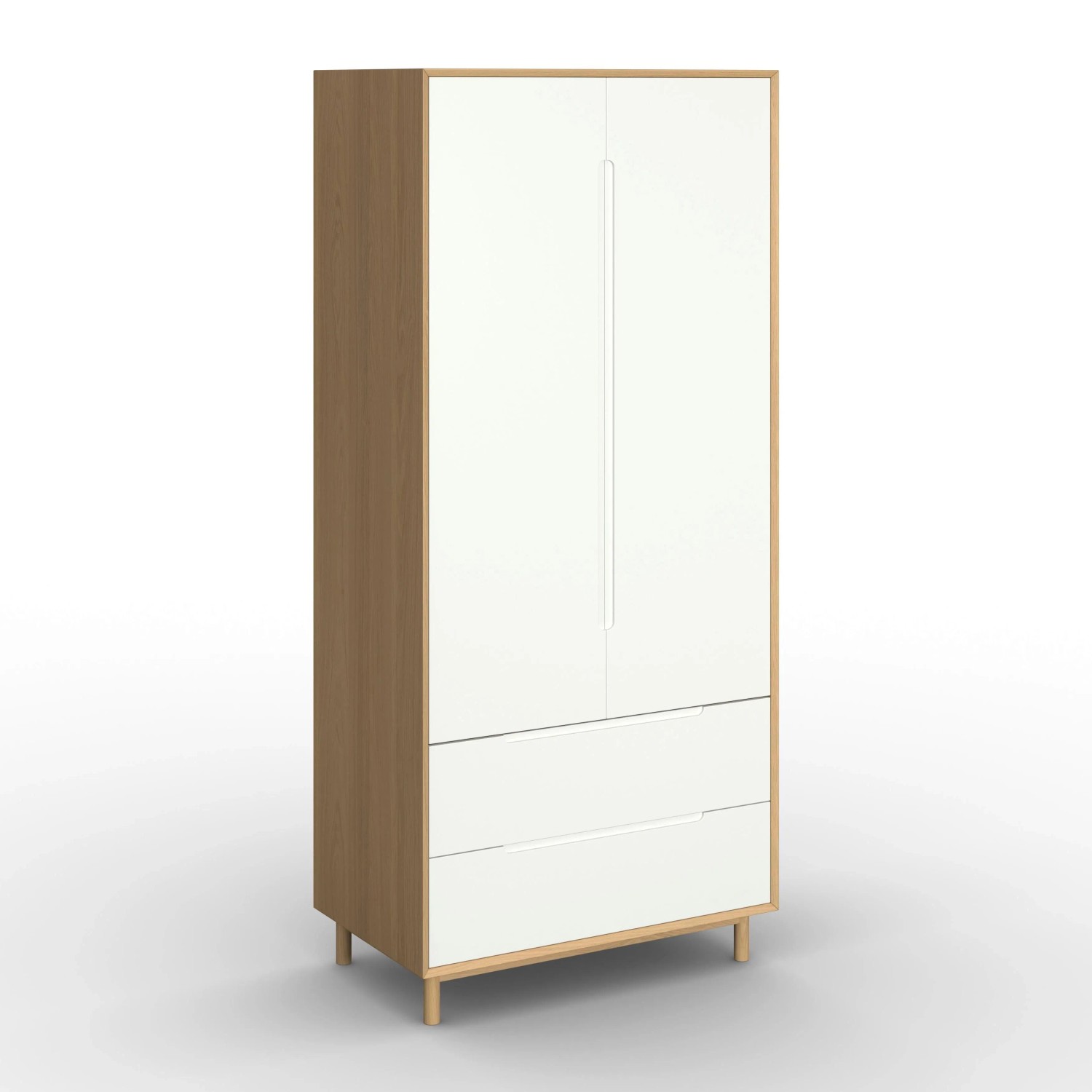 Bessagi Home Drehtürenschrank Marlo Weiß/ Eichefarben ca. 100x223x60 cm