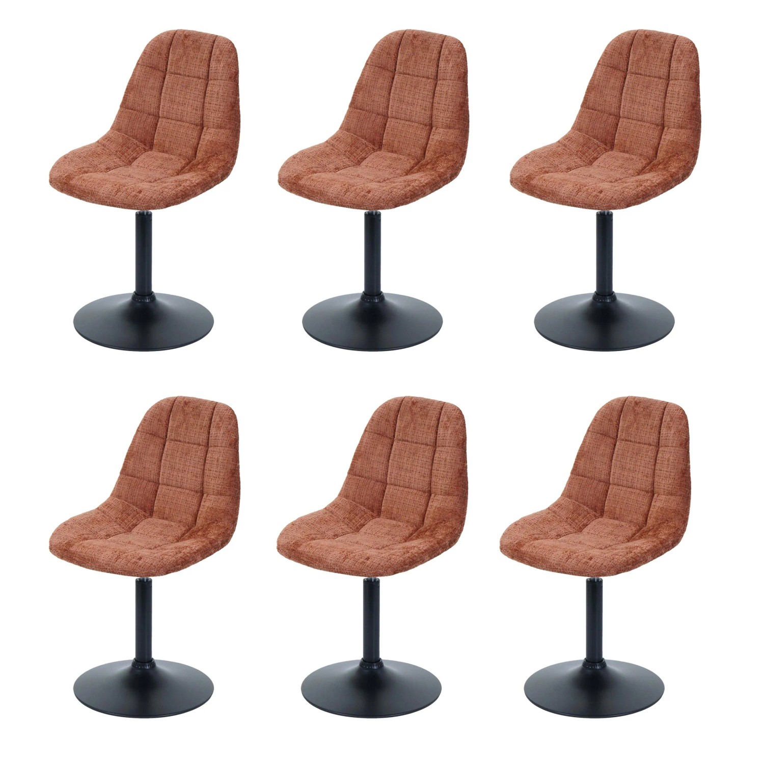 CHEFGASTRO Esszimmerstuhl 6er-Set 83x47x43cm Sitzhöhe 47cm Stahl Stoff/Textil Chenille Terrakotta