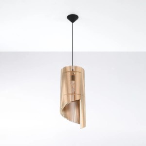 Moderne Sollux Lighting Hängeleuchte Alexia aus Holz, skandinavisches Design für Wohnraum.