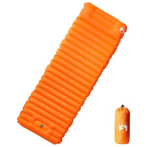 vidaXL Selbstaufblasende Isomatte mit Kissen Orange 4007119