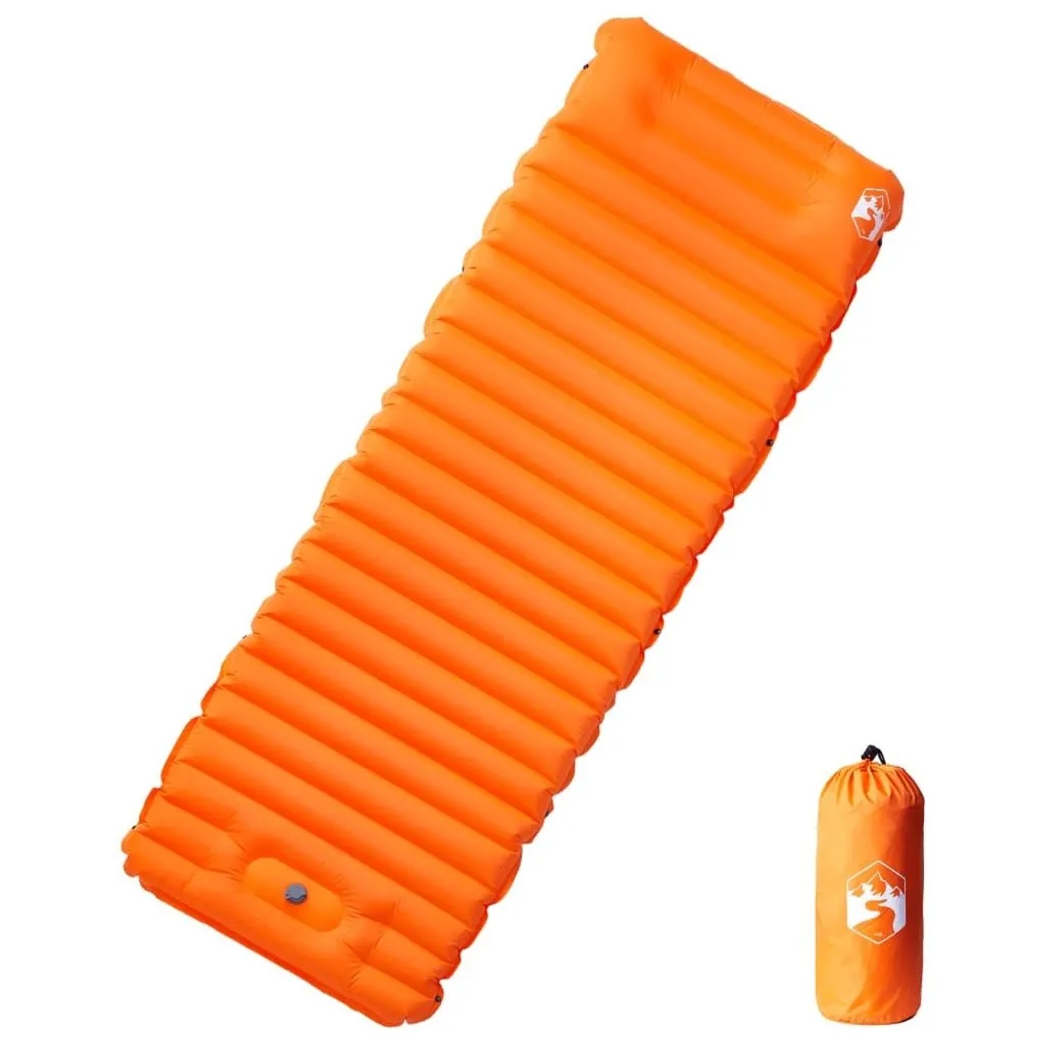 vidaXL Selbstaufblasende Isomatte mit Kissen Orange 4007119