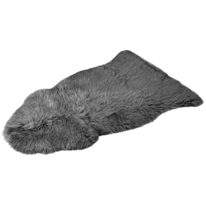 Graues KARAT Schaffell Audrey aus Lammfell, vielseitig einsetzbar als Teppich oder Deko.