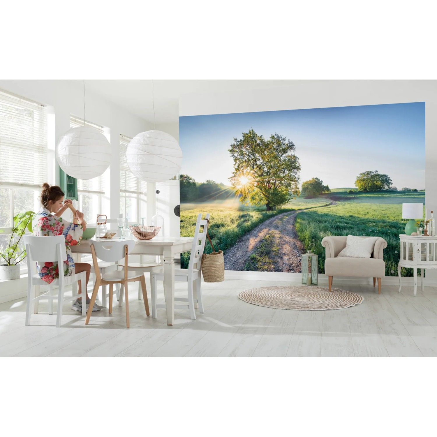 Komar Vlies Fototapete A New Day in Paradise, 400x250 cm, mit Landschaftsmotiv im Kinderzimmer.