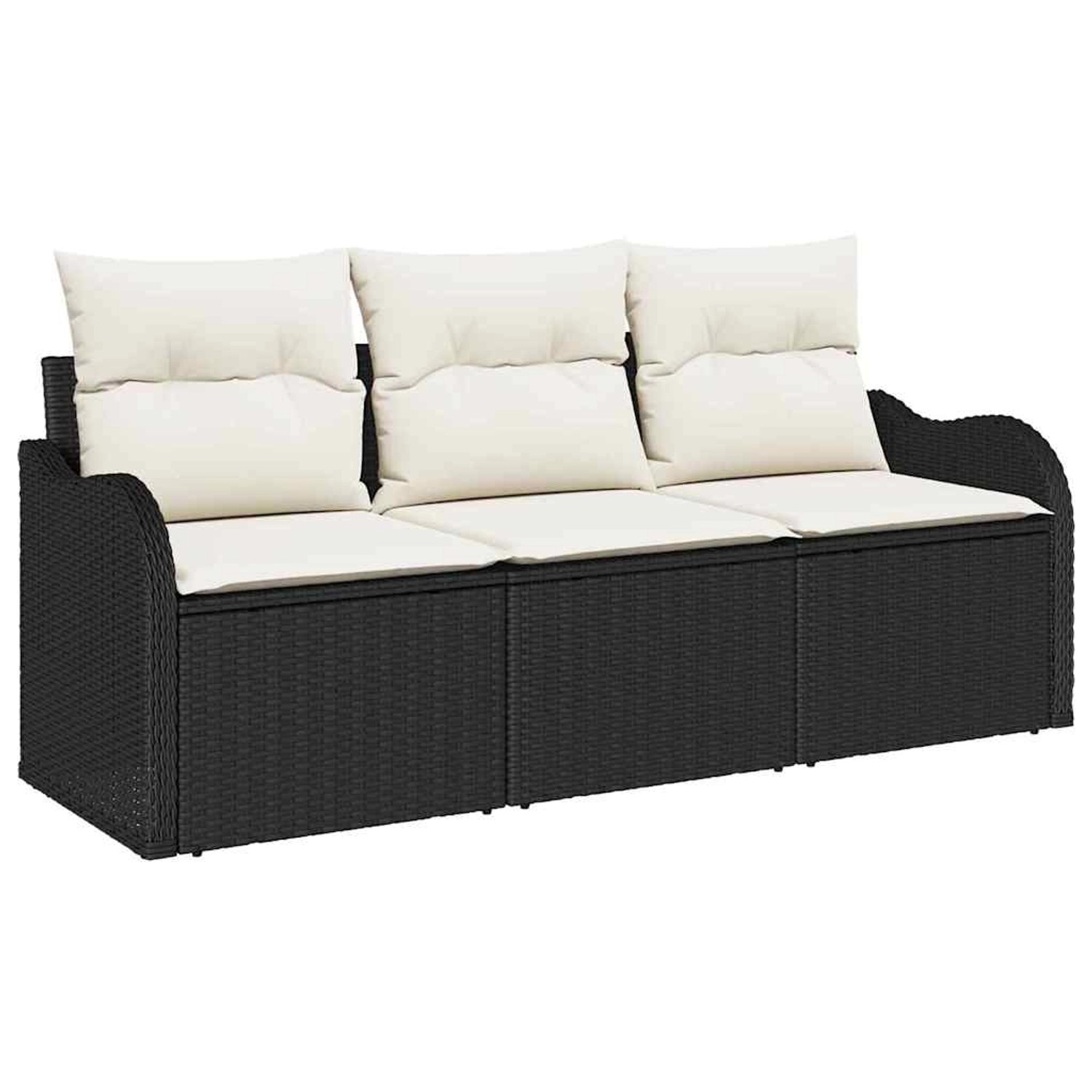 vidaXL Garten-Sofa-Set mit Kissen 3-Tlg Schwarz Poly Rattan 3345557 günstig online kaufen