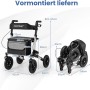 Costway Rollator mit Luftbereifung Faltbar 7-Fach Höhenverstellbar Silber_2