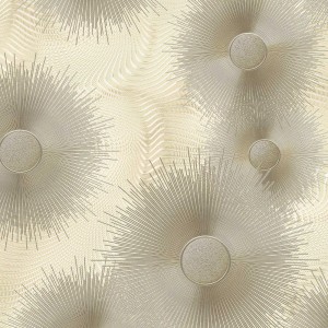 Goldene Art Deco Vliestapete mit Metallic-Effekt und Ornamenten im 20er-Jahre-Stil.