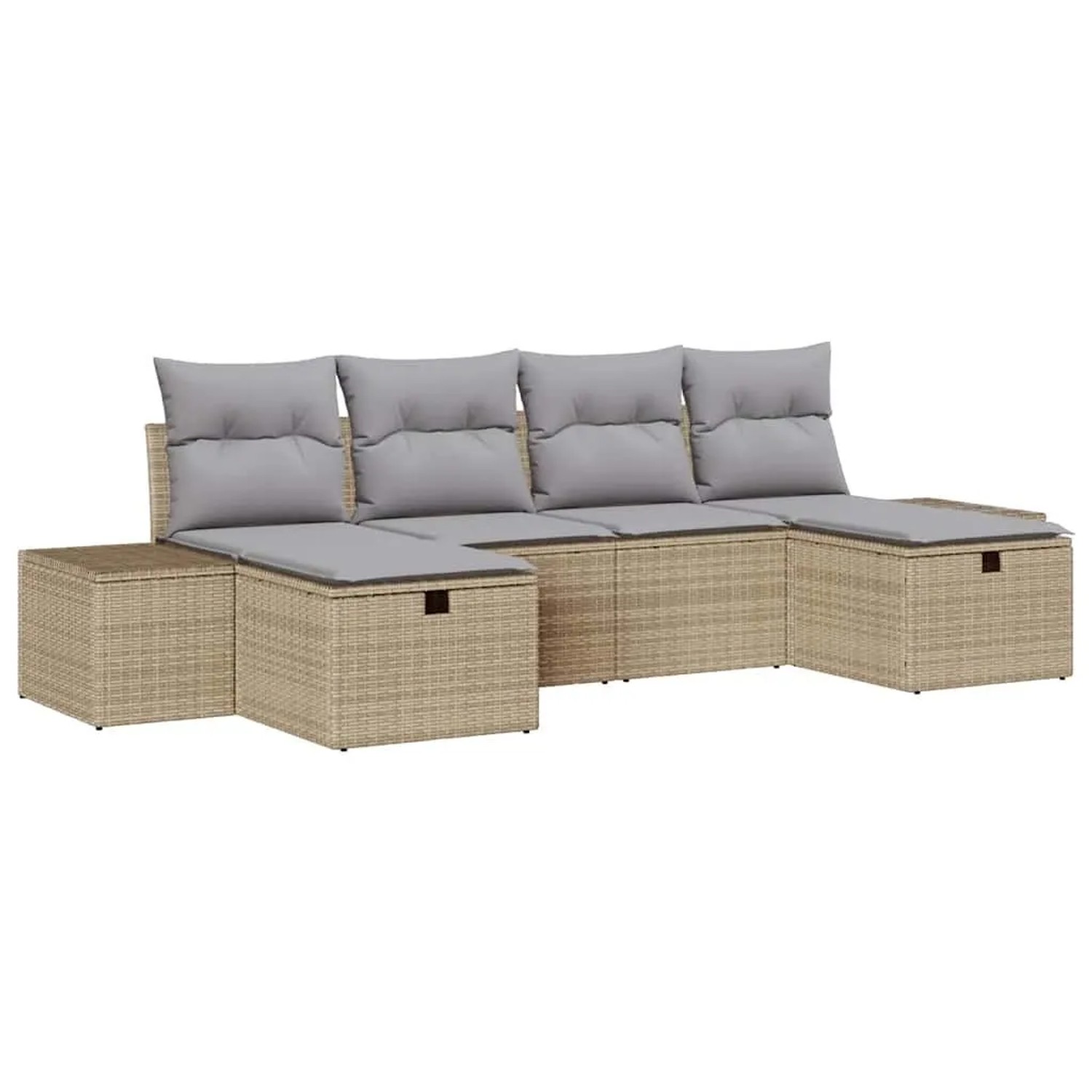vidaXL Gartensofa-set mit Kissen mit Speicher 6-Tlg Beige Poly-Rattan 33607 günstig online kaufen