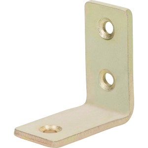 Gelb verzinkter Konstruktionswinkel, 40x40x20 mm, mit Löchern für Schrauben.