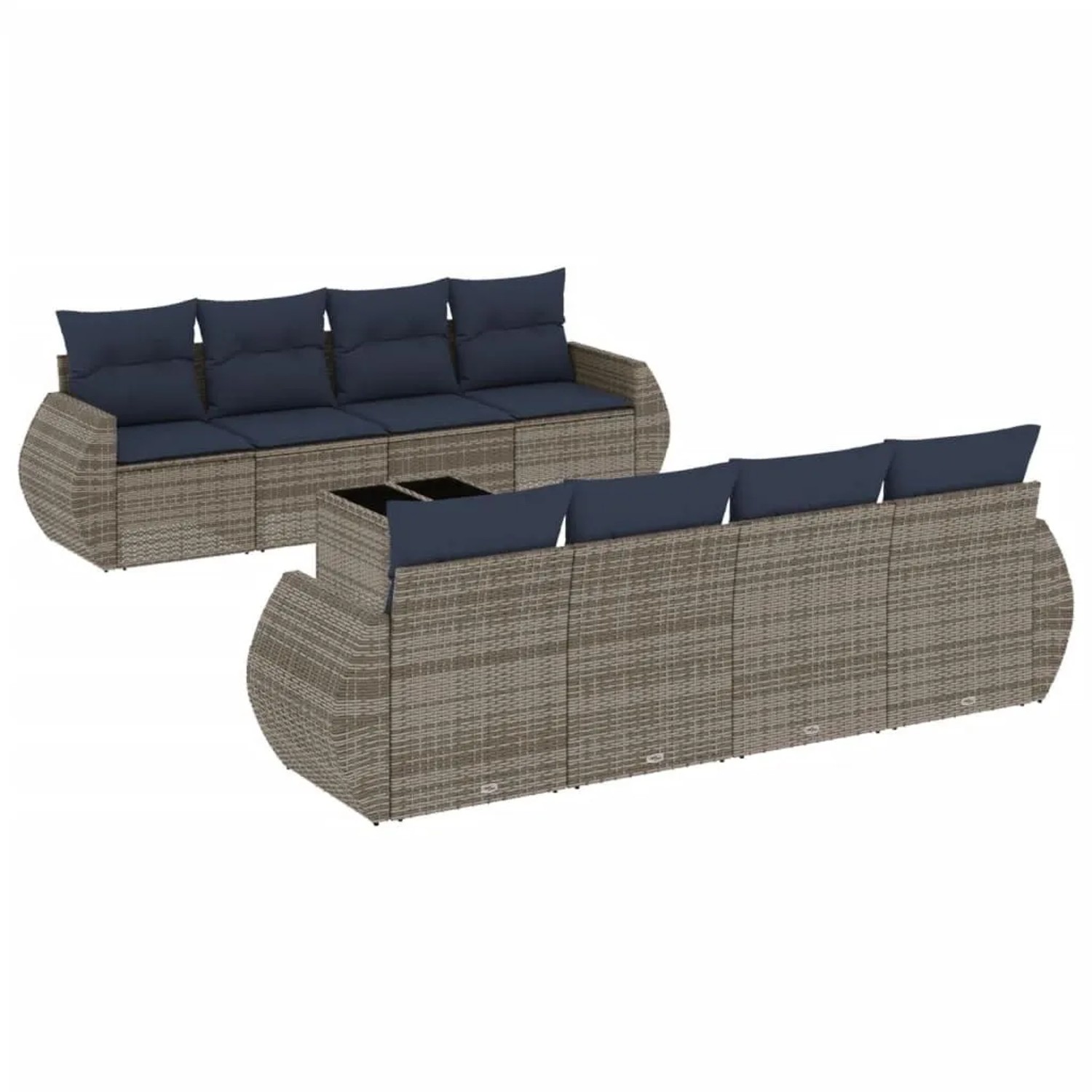 vidaXL 9-Tlg Gartensofa-Set mit Kissen Grau Polyrattan 3221150 günstig online kaufen
