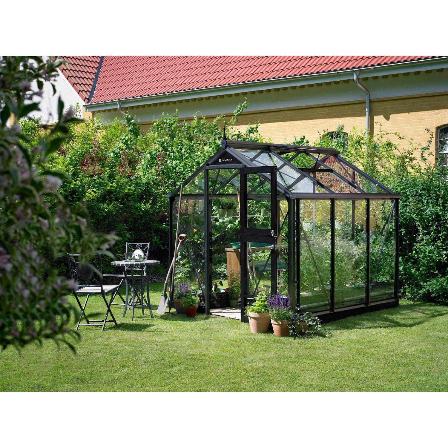 Juliana Gewächshaus Compact 5,0 m² 3 mm Sicherheitsglas Anthrazit-Schwarz