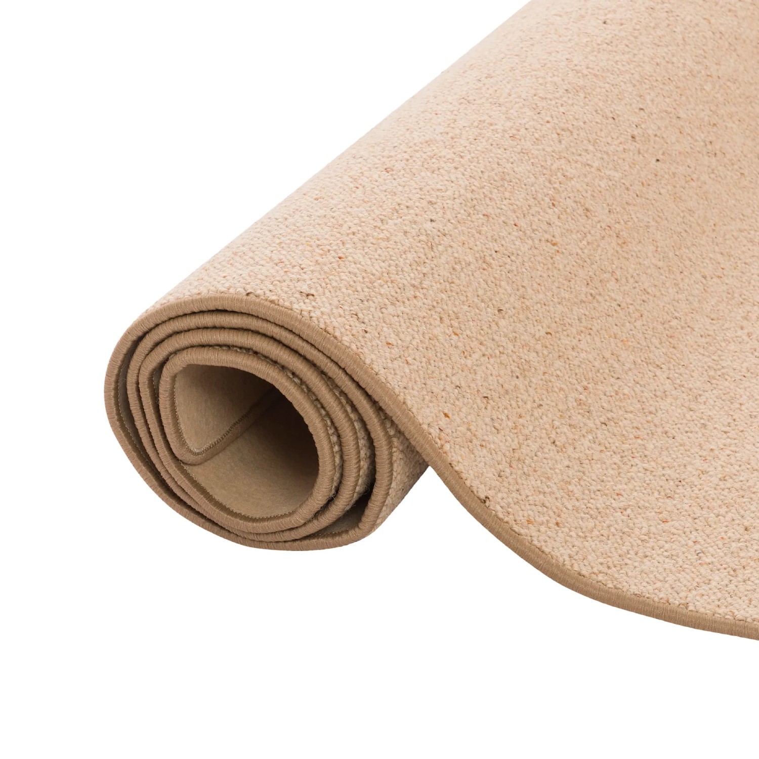 Gerollter Snapstyle Natur Teppich Wolle Berber in Karamell, 80x200cm.