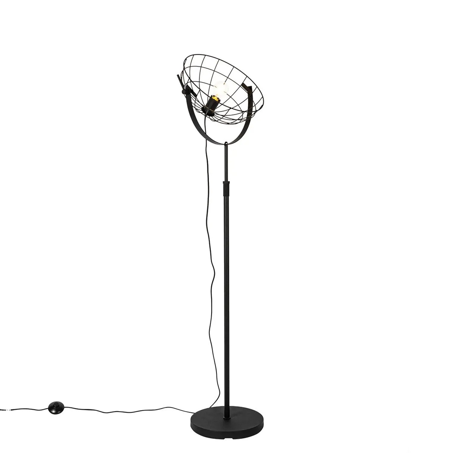 QAZQA Industrielle Stehleuchte Schwarz 35 cm Verstellbar Hanze