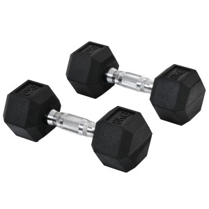 HOMCOM Hantelset, 2x6kg, Sechseck-Design, gerändelter Griff für sicheren Halt beim Sport.