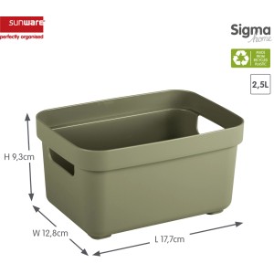 Sunware Sigma Home Aufbewahrungsbox, 2,5 l, Dunkelgrün, mit Griffen. Ideal zur Aufbewahrung.