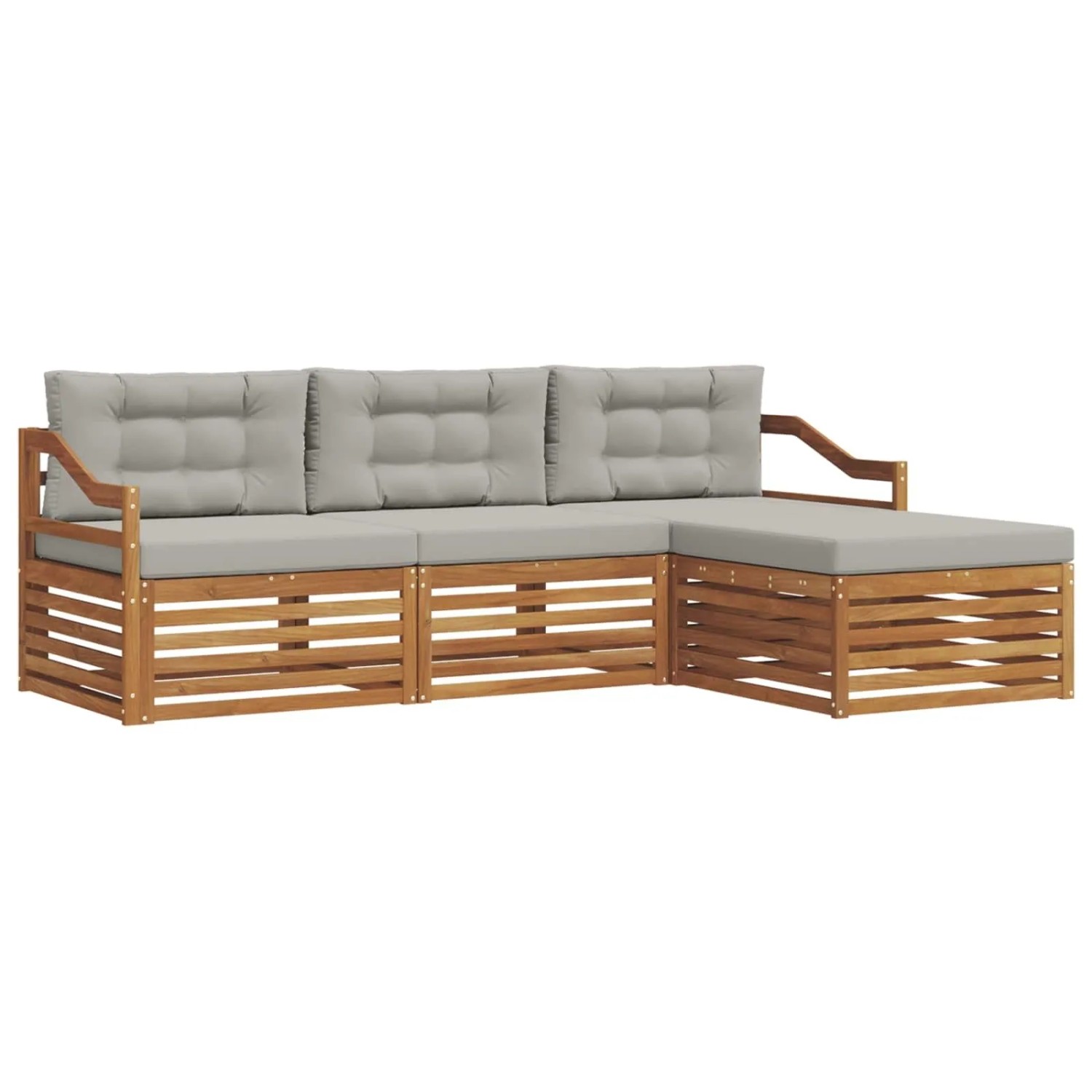 vidaXL Outdoor-Sofagarnitur mit Kissen 4-Tlg Natur und Hellgrau 3373276