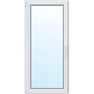 Weiße Kunststoff-Balkontür, 1-flügelig, 2-fach Verglasung, DIN links, 88x208 cm.