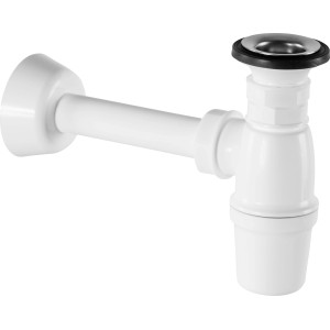 Weißer Bidet Flaschengeruchsverschluss (38,9 mm) für Waschbecken, zur Geruchsvermeidung im Bad.