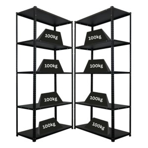 PROREGAL Mega Deal 2x Schraubregal Haldor HxBxT 180x90x40cm Fachlast 100 kg Schwarz