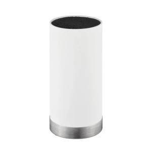 Relaxdays Messerblock Kunststoff Edelstahl Weiß Rund Unbestückt mit Borsten Entnehmbar 22 cm x 11 cm 1,5 kg