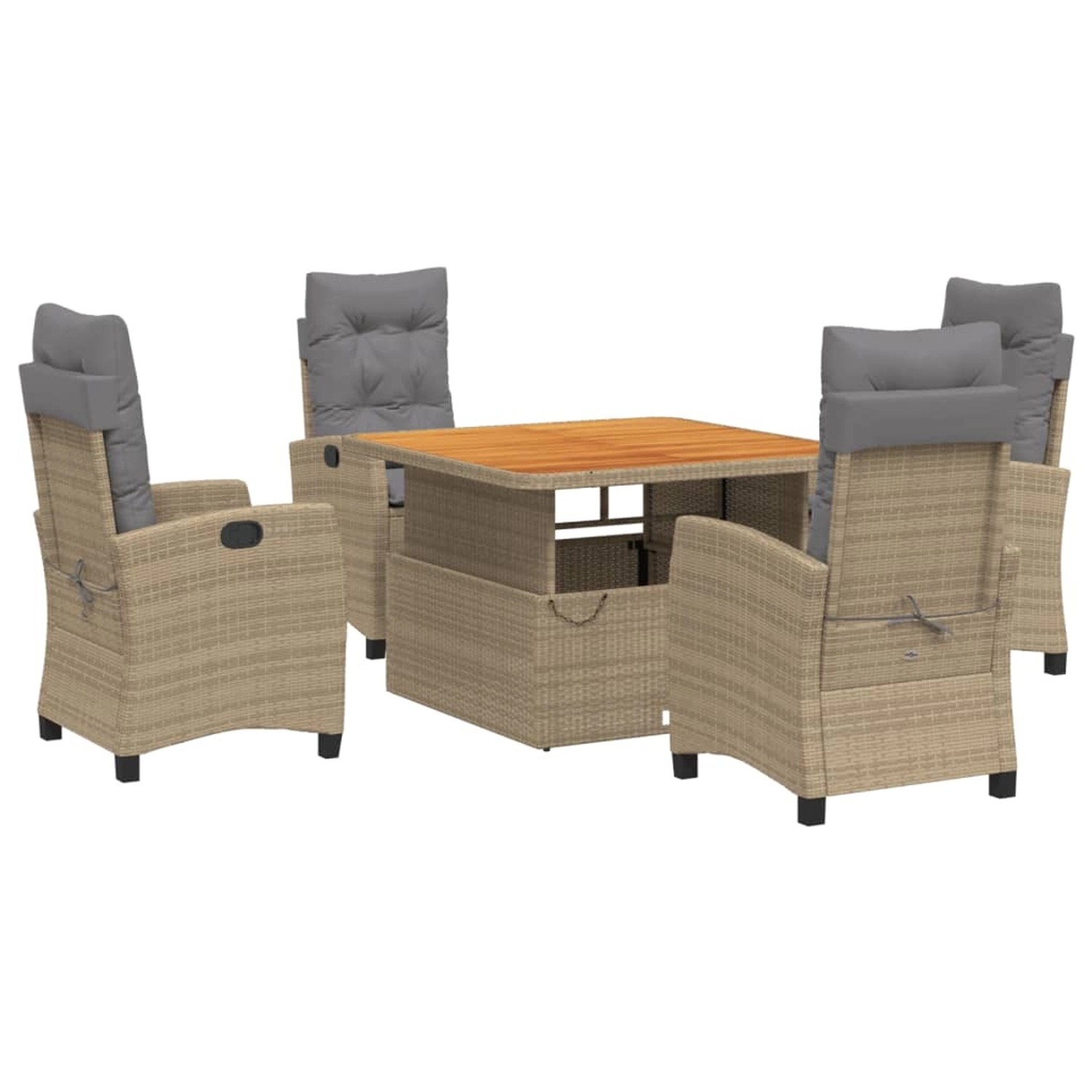 vidaXL 5-Tlg Garten-Essgruppe mit Kissen Beige Poly Rattan 3277425 günstig online kaufen